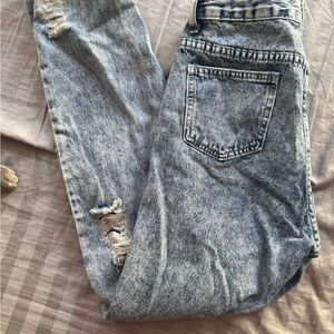 SHEIN Blue Acid Wash Boyfriend Jeans